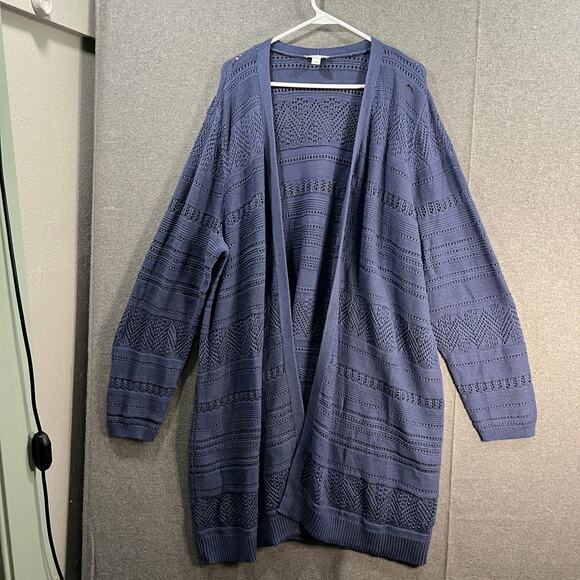 Canyon Retreat Dreamcatcher Crochet Knit Cardigan Indigo Size 2X - Picture 1 of 10